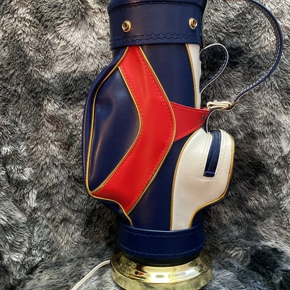 Vintage 1970's Red White Blue Golf Club Bag Table Lamp - Picture 4 of 16